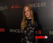https://www.maximotv.com &#60;br/&#62;B-roll footage: Jessica Belkin on the red carpet at Beyond Fest premiere of Neon&#39;s &#39;Immaculate&#39; on Friday, March 15, 2024, at The Egyptian Theatre in Los Angeles, California, USA. This video is only available for editorial use in all media and worldwide. To ensure compliance and proper licensing of this video, please contact us. ©MaximoTV