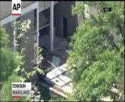 Baltimore County police say a vehicle has rammed a television station in Maryland and there may be an armed person inside the building.