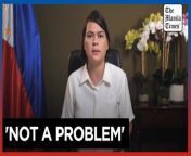 Sara says father, Marcos respect her views&#60;br/&#62;&#60;br/&#62;Vice President Sara Duterte says that both her father, former president Rodrigo Duterte, and President Ferdinand Marcos Jr., respect her views and that both &#39;think that she is not a problem that needs to be solved&#39; as she condemned the death of four soldiers in Maguindanao del Sur in a recent ambush by terrorists linked to the Islamic State. &#60;br/&#62;&#60;br/&#62;Video by OVP Communications&#60;br/&#62;&#60;br/&#62;Subscribe to The Manila Times Channel - https://tmt.ph/YTSubscribe &#60;br/&#62;&#60;br/&#62;Visit our website at https://www.manilatimes.net &#60;br/&#62;&#60;br/&#62;Follow us: &#60;br/&#62;Facebook - https://tmt.ph/facebook &#60;br/&#62;Instagram - https://tmt.ph/instagram &#60;br/&#62;Twitter - https://tmt.ph/twitter &#60;br/&#62;DailyMotion - https://tmt.ph/dailymotion &#60;br/&#62;&#60;br/&#62;Subscribe to our Digital Edition - https://tmt.ph/digital &#60;br/&#62;&#60;br/&#62;Check out our Podcasts: &#60;br/&#62;Spotify - https://tmt.ph/spotify &#60;br/&#62;Apple Podcasts - https://tmt.ph/applepodcasts &#60;br/&#62;Amazon Music - https://tmt.ph/amazonmusic &#60;br/&#62;Deezer: https://tmt.ph/deezer &#60;br/&#62;Stitcher: https://tmt.ph/stitcher&#60;br/&#62;Tune In: https://tmt.ph/tunein&#60;br/&#62;&#60;br/&#62;#TheManilaTimes&#60;br/&#62;#tmtnews &#60;br/&#62;#saraduterte &#60;br/&#62;#bongbongmarcos &#60;br/&#62;#rodrigoduterte