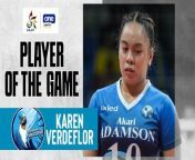 UAAP Player of the Game Highlights: Karen Verdeflor keeps Adamson alive from karen reyes