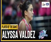 Ate Ly supremacy! Alyssa Valdez was on attack mode for Creamline, firing 12 points in the Cool Smashers&#39; sweep of Nxled.