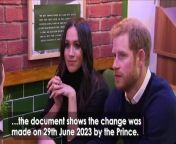 The Duke of Sussex has formally confirmed that he is now a US resident, four years after leaving Britain with his wife, Meghan. The change was revealed in a filing for a sustainable tourism company, Travelyst, which was founded by Prince Harry in 2019. The paperwork informs British authorities that he has moved and is now “usually resident” in the US. Harry and Meghan have lived in California since they stepped down as senior royals in 2020. Although the electronic filing to Companies House was only listed on Wednesday, the document shows the change was made on 29th June 2023 by the Prince. Report by Bangurak. Like us on Facebook at http://www.facebook.com/itn and follow us on Twitter at http://twitter.com/itn