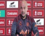 Manchester City boss Pep Guardiola gives his views on the scrapping of FA Cup replays and the football calendar as they prepare for a semi-final against Chelsea&#60;br/&#62;Manchester, UK