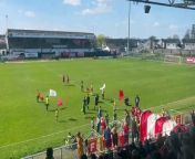 Portadown players walk out at Shamrock Park ready for 90 minutes against Dundela aware victory would secure the Playr-Fit Championship title and an immediate return to the Irish League&#39;s top flight