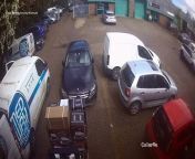 CCTV footage has emerged showing the moment a cliff part collapsed onto a car in a business park in Gravesend