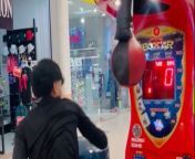 Mistakes are inevitable, but it&#39;s the determination to persevere that distinguishes the resilient from the quitters. &#60;br/&#62;&#60;br/&#62;In this video, a confident man sets out to break a record on the punching machine. &#60;br/&#62;&#60;br/&#62;Summoning every ounce of energy, he takes a swing, only to miss the target completely! While undoubtedly disappointing, he bounces back with a powerful punch on his second attempt, scoring almost 700 points. &#60;br/&#62;&#60;br/&#62;It leaves one wondering what his score would have been had he not expended a significant amount of energy on the failed punch.&#60;br/&#62;Location: Nuevo Leon, Mexico&#60;br/&#62;WooGlobe Ref : WGA588019&#60;br/&#62;For licensing and to use this video, please email licensing@wooglobe.com