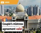 Such agreements hold statutory recognition under Section 56 of the Law Reform (Marriage and Divorce) Act 1976, High Court judge says.&#60;br/&#62;&#60;br/&#62;&#60;br/&#62;Read More: &#60;br/&#62;https://www.freemalaysiatoday.com/category/nation/2024/04/18/agreement-for-husband-to-have-mistress-during-marriage-valid-court-rules/&#60;br/&#62;&#60;br/&#62;Free Malaysia Today is an independent, bi-lingual news portal with a focus on Malaysian current affairs.&#60;br/&#62;&#60;br/&#62;Subscribe to our channel - http://bit.ly/2Qo08ry&#60;br/&#62;------------------------------------------------------------------------------------------------------------------------------------------------------&#60;br/&#62;Check us out at https://www.freemalaysiatoday.com&#60;br/&#62;Follow FMT on Facebook: https://bit.ly/49JJoo5&#60;br/&#62;Follow FMT on Dailymotion: https://bit.ly/2WGITHM&#60;br/&#62;Follow FMT on X: https://bit.ly/48zARSW &#60;br/&#62;Follow FMT on Instagram: https://bit.ly/48Cq76h&#60;br/&#62;Follow FMT on TikTok : https://bit.ly/3uKuQFp&#60;br/&#62;Follow FMT Berita on TikTok: https://bit.ly/48vpnQG &#60;br/&#62;Follow FMT Telegram - https://bit.ly/42VyzMX&#60;br/&#62;Follow FMT LinkedIn - https://bit.ly/42YytEb&#60;br/&#62;Follow FMT Lifestyle on Instagram: https://bit.ly/42WrsUj&#60;br/&#62;Follow FMT on WhatsApp: https://bit.ly/49GMbxW &#60;br/&#62;------------------------------------------------------------------------------------------------------------------------------------------------------&#60;br/&#62;Download FMT News App:&#60;br/&#62;Google Play – http://bit.ly/2YSuV46&#60;br/&#62;App Store – https://apple.co/2HNH7gZ&#60;br/&#62;Huawei AppGallery - https://bit.ly/2D2OpNP&#60;br/&#62;&#60;br/&#62;#FMTNews #Agreement #Mistress #Valid
