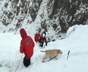 A lucky teen escaped death after he plunged down a freezing waterfall and broke his leg on England’s highest mountain.&#60;br/&#62;Ben Longton, 18, feared he would ‘die if he fell asleep’ after he spent nine hours trapped alone in a snowy canyon following his 32ft (10m) fall on Scafell Pike.&#60;br/&#62;The farm worker had neared the top of the 3,209ft (978m) peak in the Lake District on March 1 this year in fine weather but faced a freak blizzard on his descent.&#60;br/&#62;And as he headed down paths covered by roughly 12 inches (30cm) of snow with his dogs, Dug and Bella, he tumbled down a waterfall.&#60;br/&#62;Ben dragged himself out of its plunge pool nursing a broken right leg but was then left stuck in a 6ft (1.8m) wide ravine with no phone signal.&#60;br/&#62;And as darkness arrived, in sub-zero temperatures, he prepared himself for death on the mountainside - while being plagued by bizarre hallucinations.