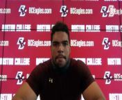 Marcus Valdez spoke with the media after practice