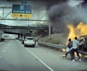 Dramatic footage captures the moment a group of good people pulled a trapped man from a burning car in St. Paul this past week. Video footage courtesy of Kadir Tolla.