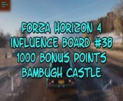 This video from FORZA HORIZON 4 and is for those of us that like to find and collect things. In this video, we will find my 38th INFLUENCE BOARD to destroy and this one was good for 1000BONUS POINTS and it was located in the BAMBURGH CASTLE.