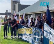Saputo workers walk off the job in Burnie supported by the Australian Manufacturing Workers’ Union and the Communications, Electrical and Plumbing Union of Australia.