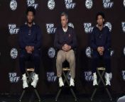 Virginia men&#39;s basketball head coach Tony Bennett speaks at the ACC Basketball Tipoff in Charlotte.