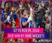 The Royal Challengers Bengaluru were able to register their third victory in the Indian Premier League 2024 after they defeated the Gujarat Titans by nine wickets. It was Will Jacks who came in at three and remained unbeaten for 100 runs off 41 balls. He was followed by Virat Kohli who was also not out on 70 runs. Gujarat Titans put up a score of 200/3 while batting first.&#60;br/&#62;
