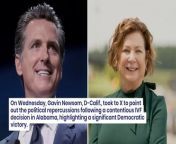 On Wednesday, Newsom took to X, formerly Twitter, to comment on the political landscape in Alabama. He noted that the Republican stance on in vitro fertilization (IVF) had an unexpected outcome as a Democrat, Marilyn Lands, triumphed in a district previously won by former president Donald Trump with a staggering 30-point lead.