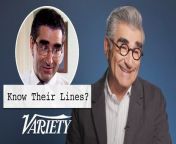 Legendary comedian Eugene Levy takes a trip down memory lane as he guesses lines from his most iconic films. From &#39;American Pie&#39; to &#39;Best in Show&#39; and beyond, watch as him puts his wit and charm to the test.You can catch Eugene Levy in the new season of &#39;The Reluctant Traveler&#39; premiering March 8 on Apple TV+.