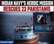 Witness the incredible bravery of the Indian Navy as they intercept and rescue 23 Pakistani crew members from a hijacked Iranian fishing vessel, FV AI-Kambar. Join us as we delve into the daring operation conducted by INS Sumedha on March 29, showcasing the unwavering commitment of the Indian Navy to maritime security and safeguarding lives in the vast expanse of the Indian Ocean. &#60;br/&#62; &#60;br/&#62;#IndianNavy #IndianNavyMission #IndianNavyRescue #IndianNavyRescuePakistanis #IranianShip #HijackedIranianShip #ShipHijack #IndianOcean #INSSumedha #Oneindia